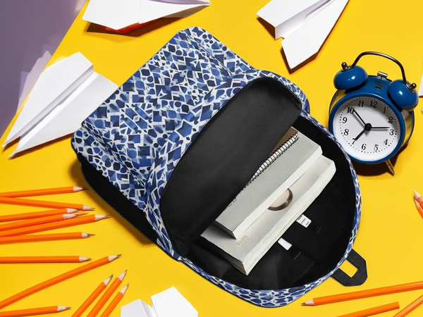 Blue Mosaic Backpack | Artistic School and Travel Bag - Iron Phoenix GHG