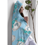 Unicorn Rose Heart Hooded Blanket - detailed view of hood and pattern | Our Phoenix Rise
