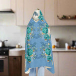 Unicorn Rose Heart Hooded Blanket - woman wearing in kitchen | Our Phoenix Rise