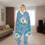 Unicorn Rose Heart Hooded Blanket - woman wearing in living room | Our Phoenix Rise