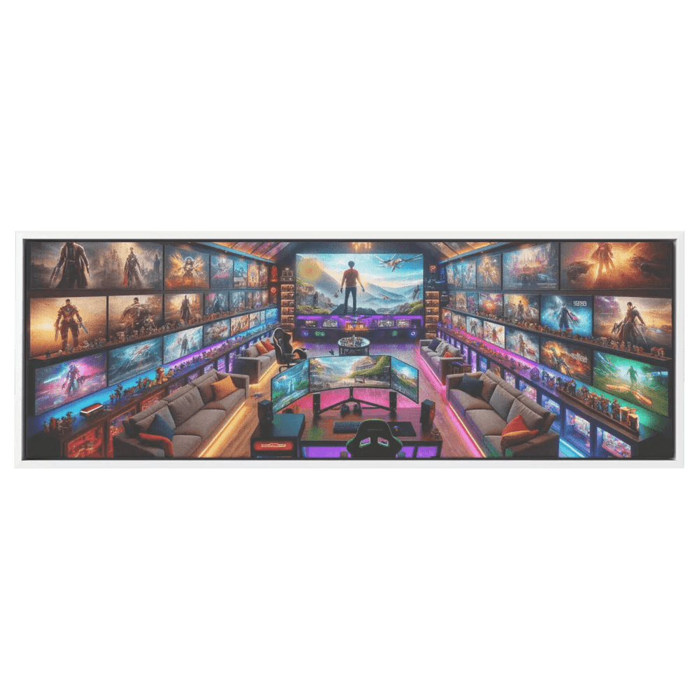 Gaming Room Wall Art Canvas Print Black/White