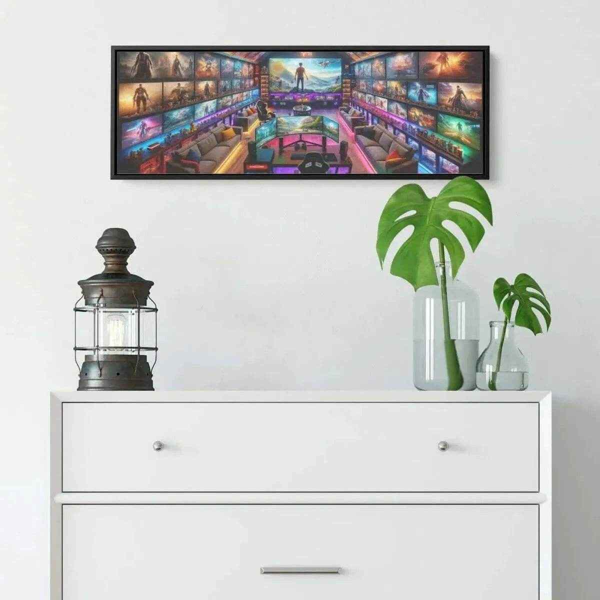 Gaming Room Wall Art Canvas Print Black/White
