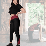 Maroon Black Crossover Leggings with Pockets - Back view on model | Our Phoenix Rise
