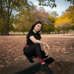 Maroon Black Crossover Leggings with Pockets - Lifestyle shot outdoors | Our Phoenix Rise