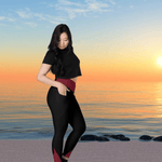 Maroon Black Crossover Leggings with Pockets - Side profile on model showing pockets | Our Phoenix Rise