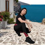 Maroon | Black Crossover Leggings with Pockets | Iron Phoenix - Iron Phoenix GHG