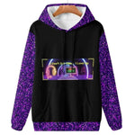 Men's Level Up Gamer Hoodie Purple Glitter - Back view on black model | Our Phoenix Rise