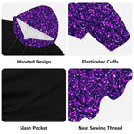 Men's Level Up Gamer Hoodie Purple Glitter - Hem detail with purple glitter band | Our Phoenix Rise