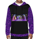 Men's Level Up Gamer Hoodie Purple Glitter - Close up of neon graphic design | Our Phoenix Rise