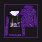 Men's Level Up Gamer Hoodie Purple Glitter - Front view on white model | Our Phoenix Rise