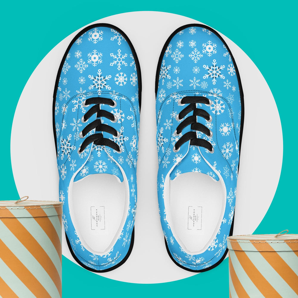 Mens Snowflake Canvas Shoes White & Black Laces US 5-12.5