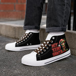 Back to Gaming Canvas Sneakers - Person Wearing High Tops with Jeans | Our Phoenix Rise