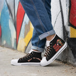 Back to Gaming Canvas Sneakers - Lifestyle View of Black Variant | Our Phoenix Rise