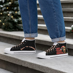 Back to Gaming Canvas Sneakers - Close-up of Patterned Side and Brown Laces | Our Phoenix Rise