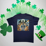 Round Over Dragon Battle Gamer T-Shirt - Navy Blue Front View | Our Phoenix Rise