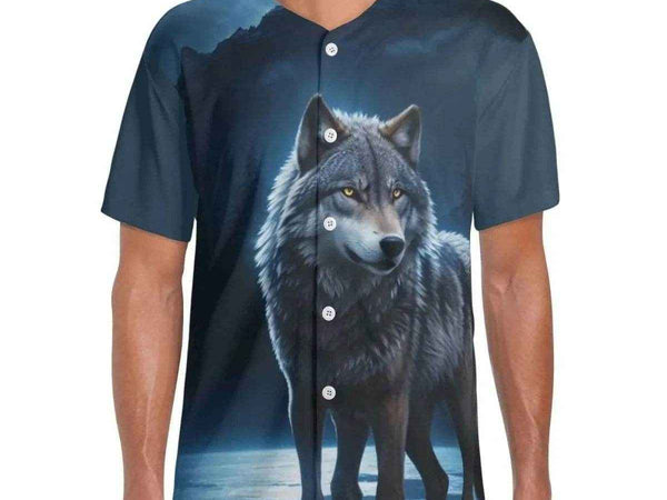Wolf Graphic Baseball Jersey | Moonlight Spirit Animal Shirt