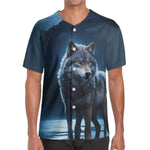 Wolf Graphic Baseball Jersey | Moonlight Spirit Animal Shirt