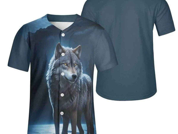 Wolf Graphic Baseball Jersey | Moonlight Spirit Animal Shirt