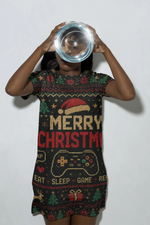 Gamer Christmas T-Shirt Dress - Flat Lay Front View - Detail 11 | Our Phoenix Rise