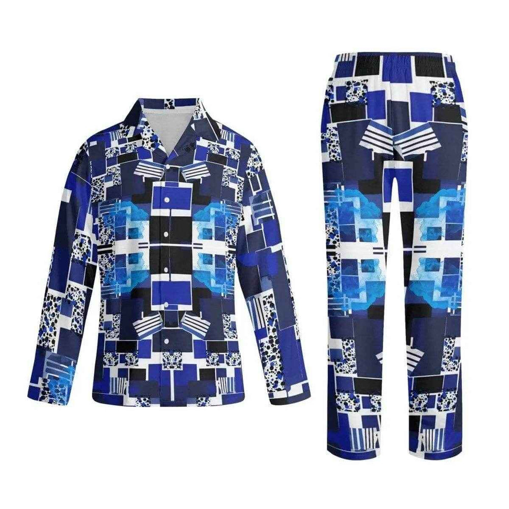Blue Geometric Pajama Set Mens XS-4XL Blue XS-4XL
