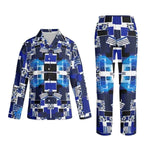 Blue Geometric Pajama Set Men's - Shirt and Pants Front View | Our Phoenix Rise