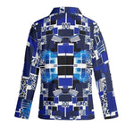 Blue Geometric Pajama Set Men's - Shirt Front Detail with Buttons | Our Phoenix Rise