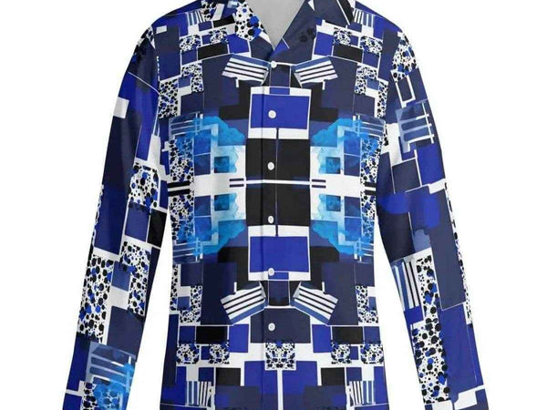 Blue Geometric Pajama Set | Modern Gamer Loungewear