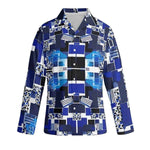 Blue Geometric Pajama Set Men's - Shirt Front View Detail | Our Phoenix Rise