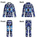 Blue Geometric Pajama Set Men's - Pants Front View | Our Phoenix Rise