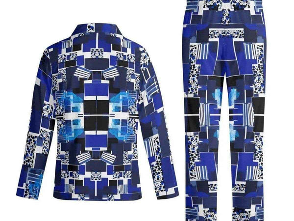 Blue Geometric Pajama Set | Modern Gamer Loungewear