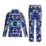 Blue Geometric Pajama Set Men's - Shirt and Pants Back View | Our Phoenix Rise