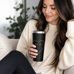 Minimal Gold Heart Outline Tumbler - Lifestyle Human Hand Holding | Our Phoenix Rise
