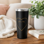 Minimal Gold Heart Outline Tumbler - Lifestyle Tabletop | Our Phoenix Rise