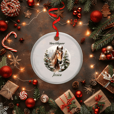 Personalized Round Christmas Glass Ornament - Front View | Our Phoenix Rise
