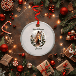 Personalized Round Christmas Glass Ornament - Side Profile View | Our Phoenix Rise
