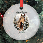 Personalized Round Christmas Glass Ornament - Back View with String | Our Phoenix Rise