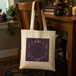 Gothic Moon Phase Tote Bag - Lifestyle Scene with Black Tote | Our Phoenix Rise