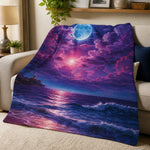 Moonlit Ocean Quilted Throw Blanket - adding a serene touch to a modern home interior | Our Phoenix Rise