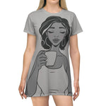 Black Woman Coffee T-Shirt Dress - Side Profile View Grey - Detail 11 | Our Phoenix Rise