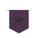 Gothic Moth Wall Pennant - Deep Plum Fabric with Black Moth and Moon Design - Detail 8 | Our Phoenix Rise