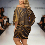 Mystic Gem Off Shoulder Dress - relaxed fit, vibrant brown gold design | Our Phoenix Rise