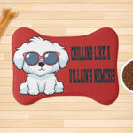 Funny Dog Food Mat - with dog bone and food bowl next to mat | Our Phoenix Rise