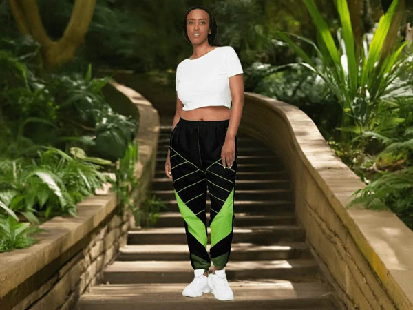 Neon Green and Black Track Pants - Eco Gamer Comfort - Iron Phoenix GHG