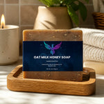 Oat Milk Honey Soap Bar - Single Bar on Light Surface with Spa Towel | Our Phoenix Rise