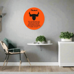 Taurus Zodiac Wood Sign - Bull graphic close up on orange background | Our Phoenix Rise