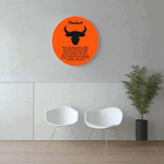 Taurus Zodiac Wood Sign - Hung on a modern grey wall with two chairs | Our Phoenix Rise