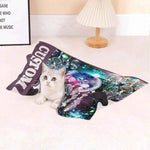 Personalized Wolf Dream Catcher Pet Blanket - Cat with folded blanket | Our Phoenix Rise