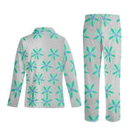 Teal Floral Notch Collar Pajama Set - Sleeve Cuff Detail | Our Phoenix Rise