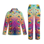 Teal Floral Notch Collar Pajama Set - Back View of Sleepwear | Our Phoenix Rise