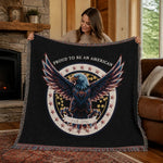 Patriotic Eagle Woven Blanket - lifestyle mockup person holding | Our Phoenix Rise